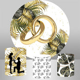 Gold Ring Und Blätter Runden Hochzeit Hintergrund Für Party